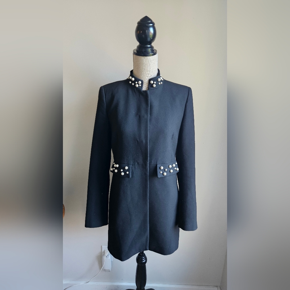 Zara Black Jacket with Pearl Details